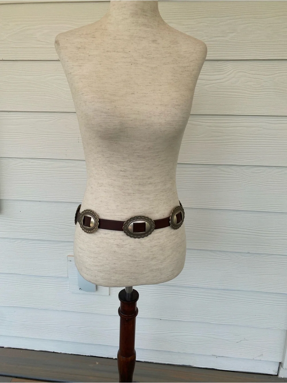 Vintage Ralph Lauren Brown Leather Belt with Silver Conchos - Picture 2 of 10